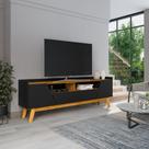 Rack para TV até 70 Polegadas MDF 180cm Pés em Madeira Maciça 2 Portas 1 Gaveta 2 Nichos Decor