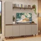 Rack Para Tv Até 70 Polegadas + Prateleira 200cm Nice Madesa 02 Crema