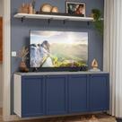 Rack Para Tv Até 70 Polegadas + Prateleiras 160cm Vik Madesa 05 Branco-azul