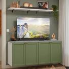 Rack Para Tv Até 70 Polegadas + Prateleiras 160cm Vik Madesa 05 Branco-verde