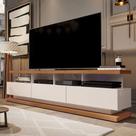 Rack Para TV até 72 Polegadas Vivare com Rodízios Móveis Giga Off White / Freijó
