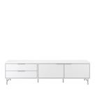 Rack para TV Até 75" 2 Gavetas e 2 Portas Yves 220 cm - Branco Fosco c/ Champanhe