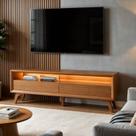 Rack para TV até 75 Polegadas 100% MDF 180cm Pés em Madeira Maciça Laqueado 2 Gavetas Áustria Rack para TV até 75 Polegadas 100% MDF 180cm Pés em Madeira Maciça Laqueado 2 Gavetas Áustria