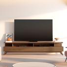 Rack para TV até 75 Polegadas 100% MDF 217cm Pés em Madeira Maciça Yucca CabeCasa MadeiraOriginals Marrom Cedro
