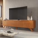 Rack para TV até 75 Polegadas 100% MDF 220cm Pés em Madeira Maciça 4 Portas Grécia Marrom Naturalle Rack para TV até 75 Polegadas 100% MDF 220cm Pés em Madeira Maciça 4 Portas Grécia Marrom Naturalle