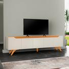 Rack para TV até 75 Polegadas 100% MDF 220cm Pés em Madeira Maciça 4 Portas Grécia