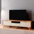 Rack para TV até 75 Polegadas 100% MDF 220cm Pés em Madeira Maciça Laqueado 3 Gavetas Áustria Rack para TV até 75 Polegadas 100% MDF 220cm Pés em Madeira Maciça Laqueado 3 Gavetas Áustria