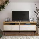 Rack para TV até 75 Polegadas 160cm Tampo Metal Liberty Marrom Carvalho/Off White