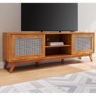 Rack para TV até 75 Polegadas 180,5cm 2 Portas com Palha Natural 1 Prateleira Nolan Rack para TV até 75 Polegadas 180,5cm 2 Portas com Palha Natural 1 Prateleira Nolan