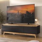 Rack Para Tv Até 75 Polegadas 180cm 3 Portas Retrô Multimóveis MP1102 Madeirado-preto