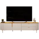 Rack para Tv até 75 Polegadas 2 Portas 2 Gavetas com Led Celine Off White 240cm