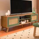 Rack para TV Até 75 Polegadas Charlotte 2 Portas Carvalho/Menta - Artely Móveis