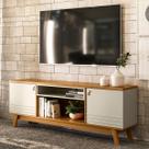 Rack para TV Até 75 Polegadas Colorado 2 Portas Nature/Off White - Linea Brasil Rack para TV Até 75 Polegadas Colorado 2 Portas Nature/Off White - Linea Brasil