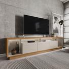 Rack para TV até 75 Polegadas com LED MDF 218cm 3 Portas Fita Cronos CabeCasa MadeiraOriginals Nature/Off White
