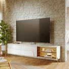Rack para TV até 75 Polegadas com MDF 216,8cm 2 Portas de Correr Metal A e Led Amalfi Branco Off White/Freijó