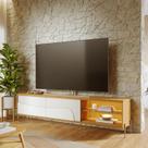 Rack para TV até 75 Polegadas com MDF 216,8cm Led 2 Portas de Correr Metal Amalfi Marrom Naturale/Off White Rack para TV até 75 Polegadas com MDF 216,8cm Led 2 Portas de Correr Metal Amalfi Marrom Naturale/Off White
