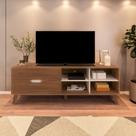 Rack para TV até 75 Polegadas MDF 180cm 2 Gavetas Verona Bege Cedro/Off White Rack para TV até 75 Polegadas MDF 180cm 2 Gavetas Verona Bege Cedro/Off White