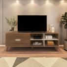 Rack para TV até 75 Polegadas MDF 180cm 2 Gavetas Verona Bege Cedro/Off White