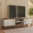 Rack para TV até 75 Polegadas MDF 180cm Denver 2 Portas Branco Off White/Nature