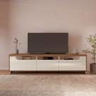Rack para TV até 75 Polegadas MDF 200cm Tampo Engrossurado Mercury Marrom Cinamomo/Off White