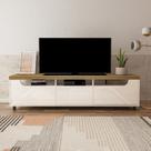 Rack para TV até 75 Polegadas MDF 200cm Tampo Engrossurado Mercury Marrom Pinho/Off White