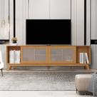 Rack para TV até 75 Polegadas MDF 218cm Pés em Madeira Maciça Denver Yescasa