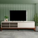 Rack para TV até 84 Polegadas 100% MDF 218cm Pés em Madeira Maciça Tiê CabeCasa MadeiraOriginals