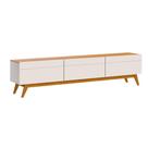 Rack para TV até 85 Polegadas Mazza 3 Gavetas Branco e Cedro Rack para TV até 85 Polegadas Mazza 3 Gavetas Branco e Cedro