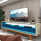 Rack para TV Até 85 Polegadas Requinte 3 Gavetas 100% Mdf com Pés e Led Off White/Azul Royal - Gelius