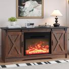 Rack para TV com Lareira 4 EVER WINNER 65" Estilo Farmhouse Marrom e Preto