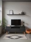 Rack para TV com Prateleira 150cm Retro Mdf Dallas - On Móveis Cor:Grafite Rack para TV com Prateleira 150cm Retro Mdf Dallas - On Móveis Cor:Grafite