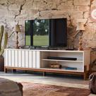 Rack Para Tv De Até 65 Polegadas New Aurora Porta De Correr Ripado Com Prateleira