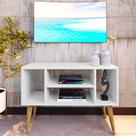 Rack para Tv Paris com 4 Nichos com Pés Retrô - Branco