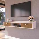 Rack Penteadeira Suspenso Home Para TV Com 2 Portas e Nicho Luxo Decorativo Beauty