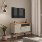 Rack Pequeno 90cm Quarto Sala Para TV 32 Sirius Patrimar Off White/Cinamomo