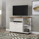 Rack Pequeno Para TV 32 Polegadas 90cm Lisboa Lukaliam Off White/Jequitiba