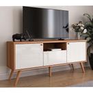 Rack Pequeno Retro 136cm Para TV 50 Polegadas River 1.36 Lukaliam Jequitiba/Off White