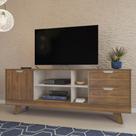 Rack Pinho/off White Para Tv Até 60" 04 Portas 02 Gavetas