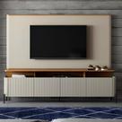 Rack Portas Brise e Pés em Metal com Painel 220cm 100% MDF Rack Portas Brise e Pés em Metal com Painel 220cm 100% MDF