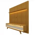 Rack Requinte 172cm com Painel Nobre 185cm para Tv Até 75 Polegadas Gelius Cor Naturale Off White