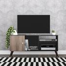 Rack Retrô 1 Porta e 3 Nichos - Preto/Rústico