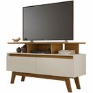 Rack Retro Bechara Rubi 2 portas para TV de ate 50 polegadas pés de madeira maciça Cinamomo OFF White