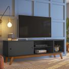 Rack Retro Malibu 50 Até 60 Polegadas 1 Porta Preto - Olivar Móveis