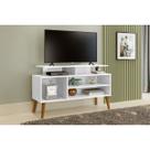 Rack Retrô para TV até 42 Polegadas 110cm Pés em Madeira Maciça Retrô Lyon Branco Rack Retrô para TV até 42 Polegadas 110cm Pés em Madeira Maciça Retrô Lyon Branco