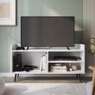 Rack Retrô para TV até 50 Polegadas 120cm 2 Prateleira Sala Branco