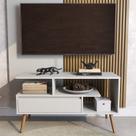Rack Retrô para TV até 55 Polegadas MDF 90cm Pés em Madeira Maciça Aparador com Porta Nicho Pratelei Rack Retrô para TV até 55 Polegadas MDF 90cm Pés em Madeira Maciça Aparador com Porta Nicho Pratelei