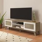 Rack Retrô para TV até 75 Polegadas MDF 180cm 2 Portas Charlotte Marrom Carvalho/Off White Rack Retrô para TV até 75 Polegadas MDF 180cm 2 Portas Charlotte Marrom Carvalho/Off White
