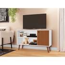 Rack Retrô Way 1 PT Branco e Elmo 108 cm Rack Retrô Way 1 PT Branco e Elmo 108 cm