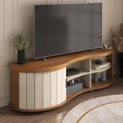 Rack Ripado Orgânico para TV até 75 Polegadas Tamburato 180cm Tampo Marrom Cinamomo/Off White