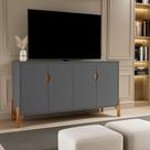 Rack Sala Aparador Buffet Taurus Pés Madeira 4 Portas - Diversas Cores - MJM Casa dos Móveis